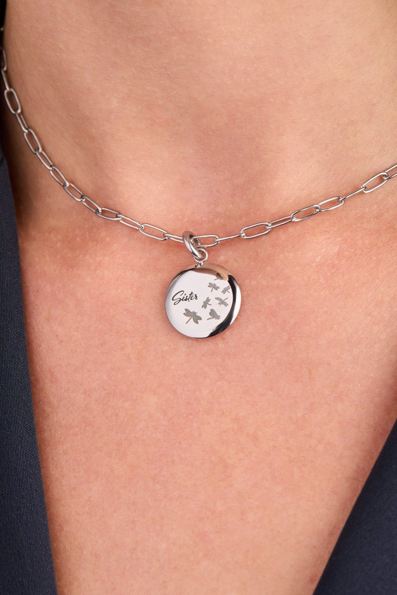 Sister Dragonfly Disc Charm - Willow & Luna