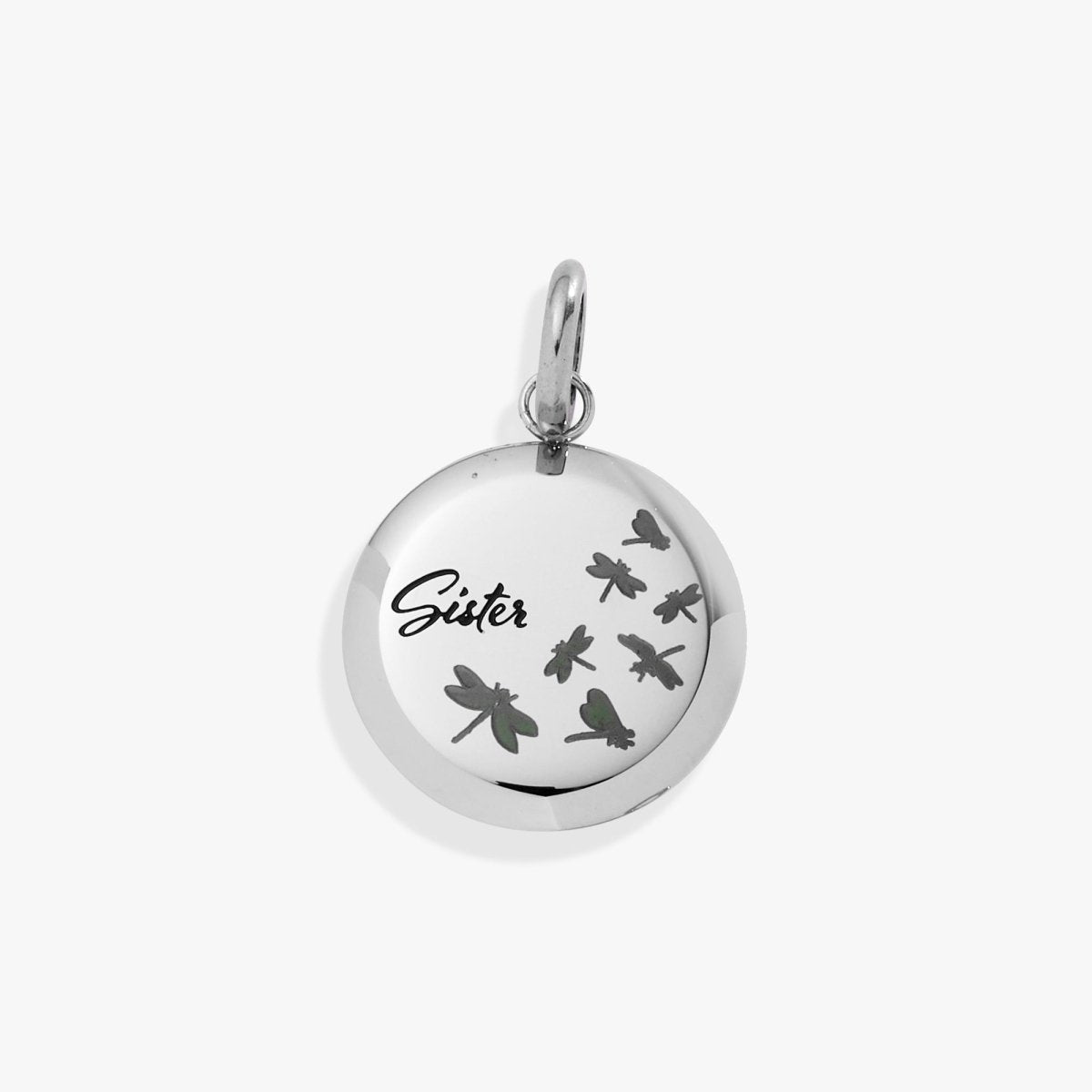 Sister Dragonfly Disc Charm - Willow & Luna