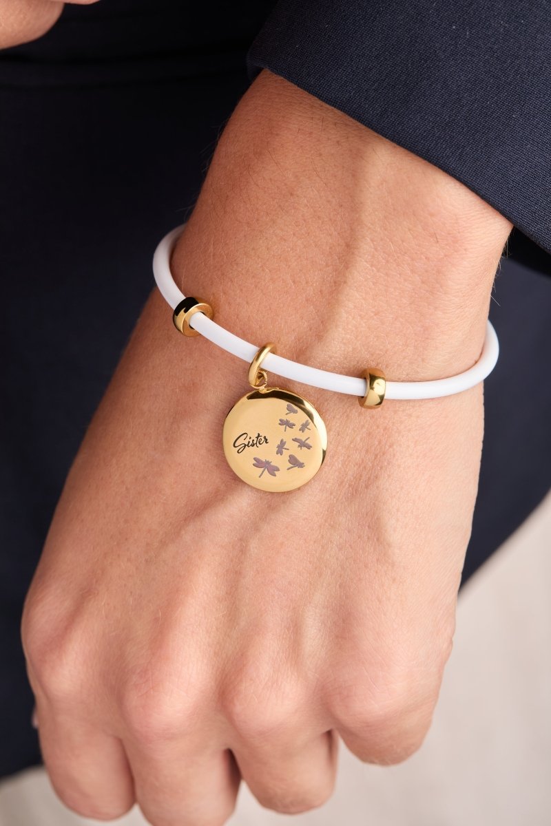 Sister Dragonfly Disc Charm - Willow & Luna