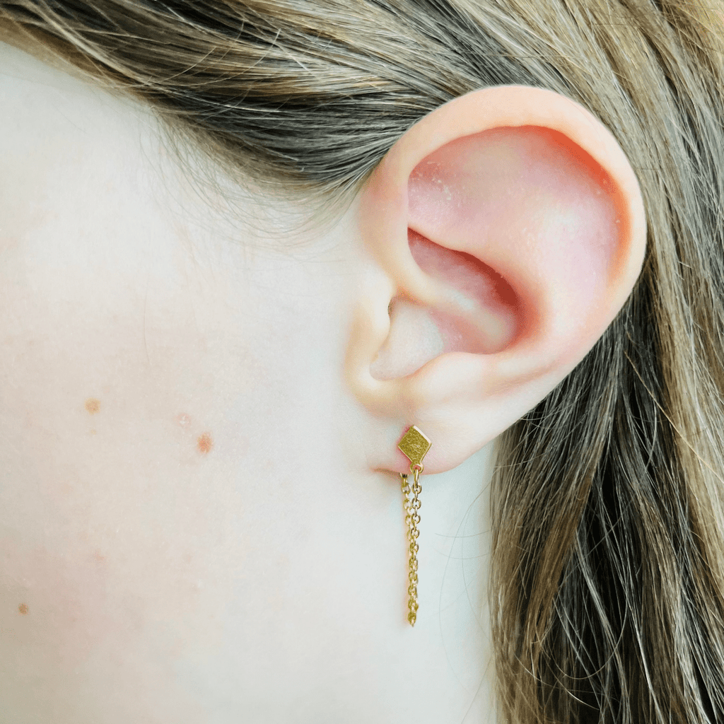 Small Diamond & Chain Studs - Willow & Luna