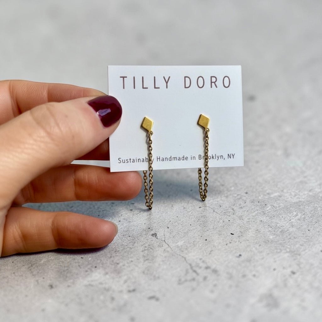 Small Diamond & Chain Studs - Willow & Luna
