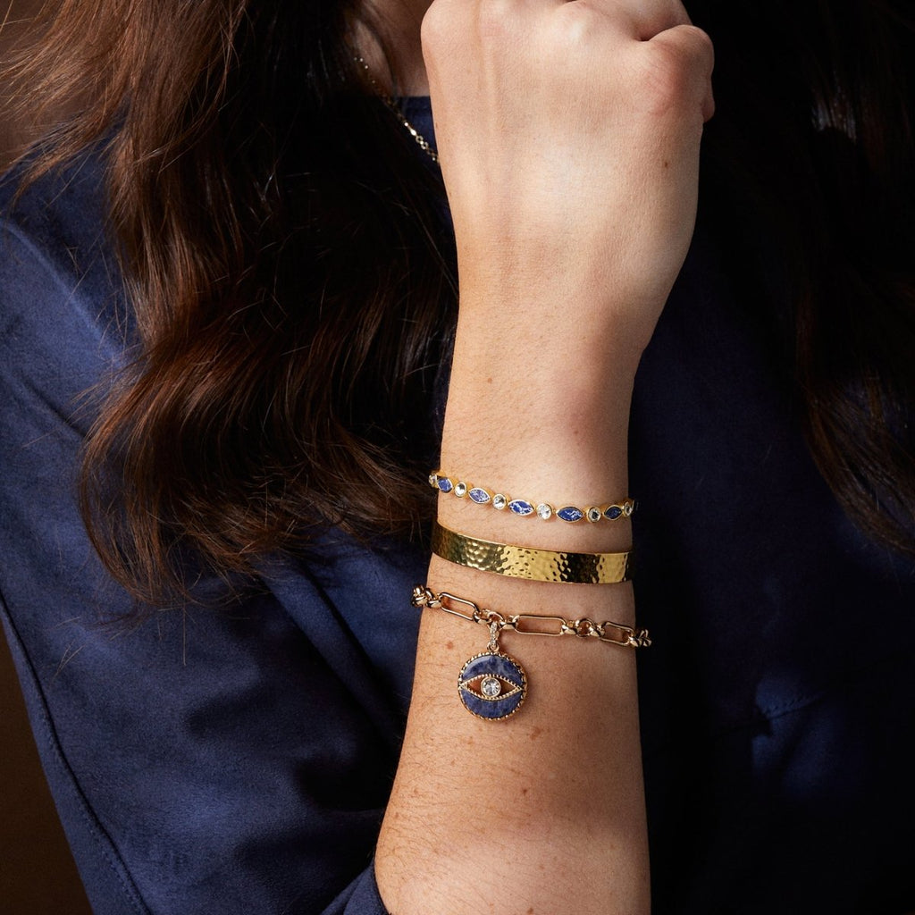 Sodalite Evil Eye Chain Bracelet - Willow & Luna