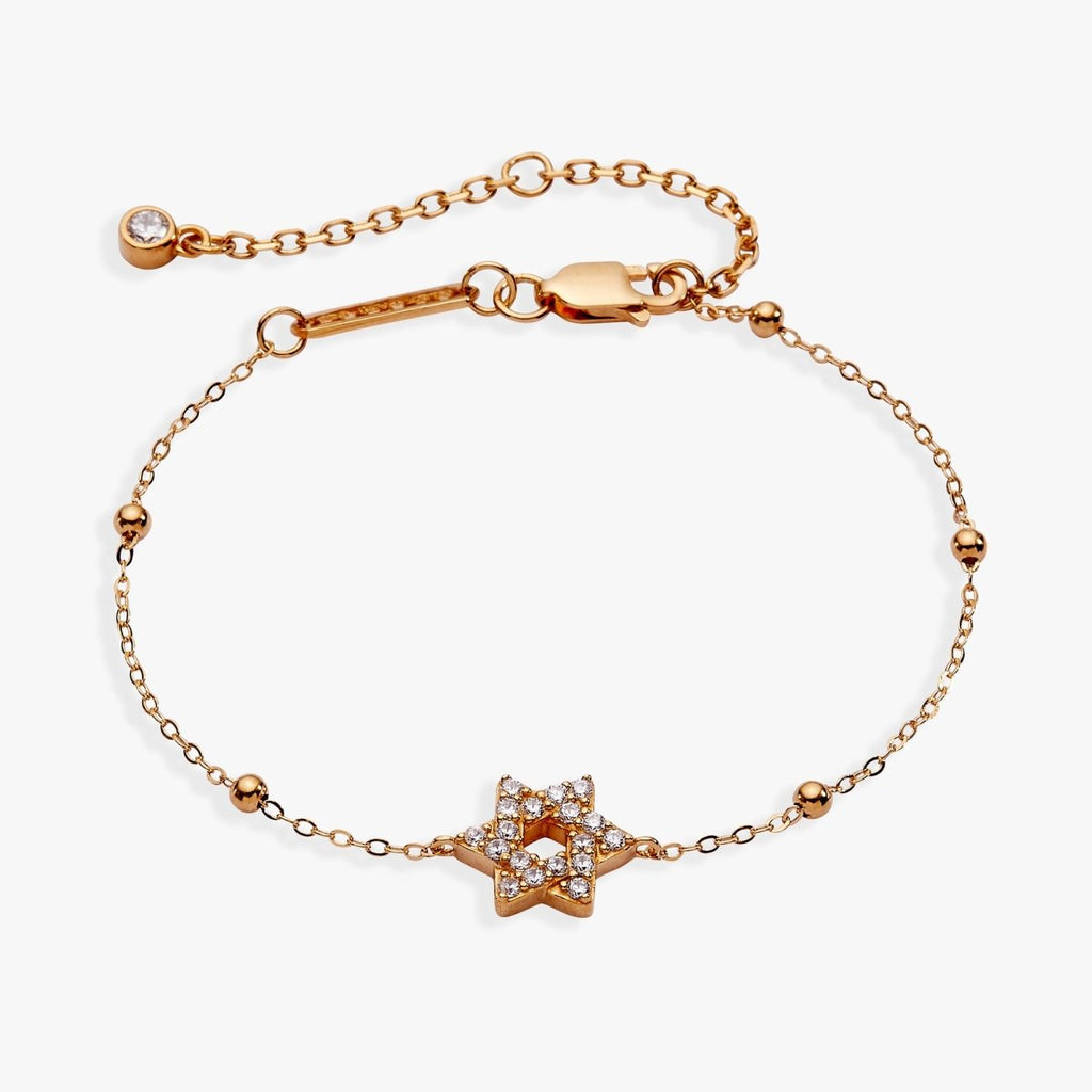 Star of David Delicate Pave Beaded Chain Bracelet - Willow & Luna