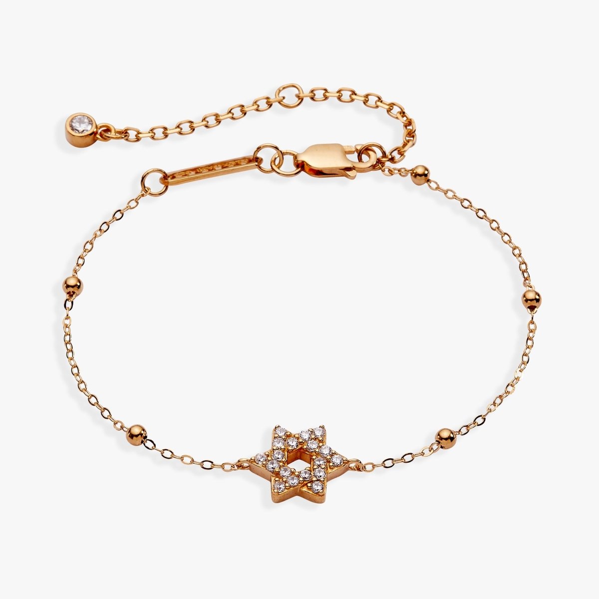 Star of David Delicate Pave Beaded Chain Bracelet - Willow & Luna
