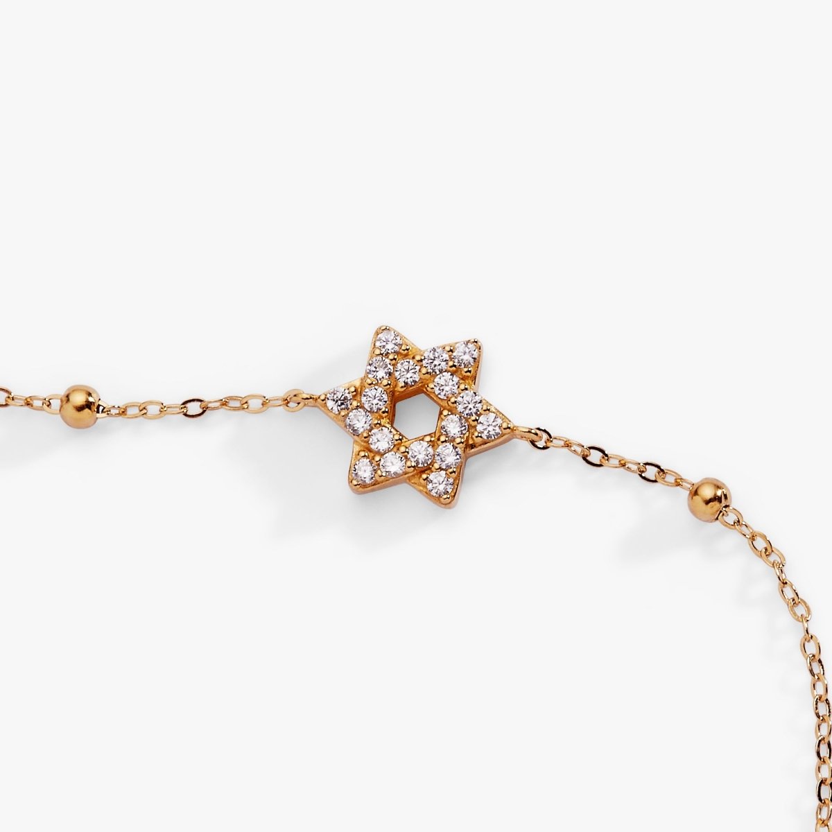 Star of David Delicate Pave Beaded Chain Bracelet - Willow & Luna