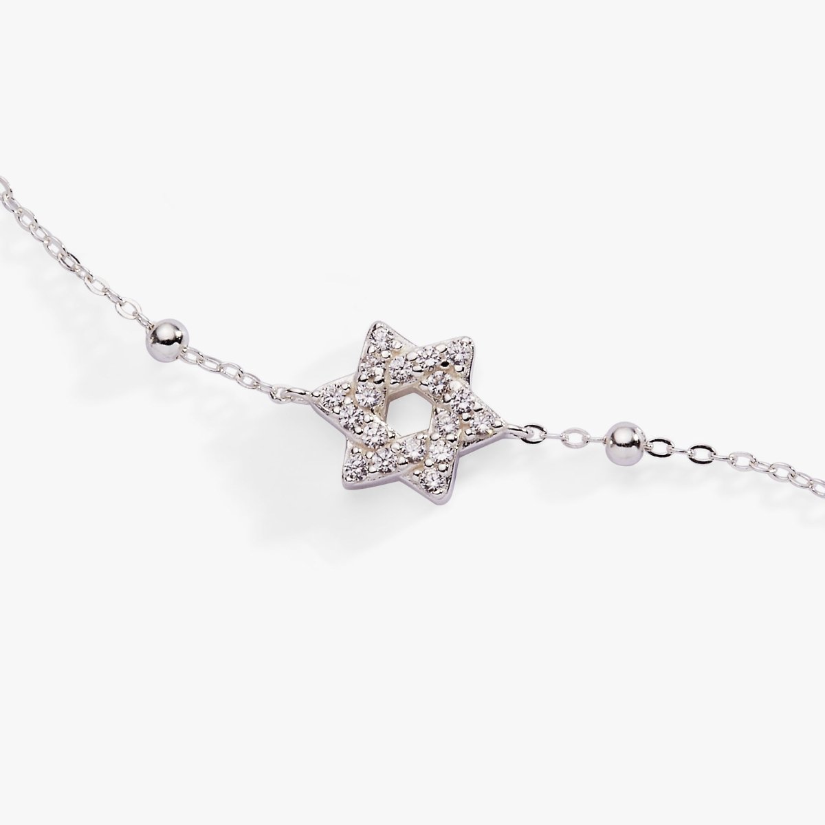 Star of David Delicate Pave Beaded Chain Bracelet - Willow & Luna
