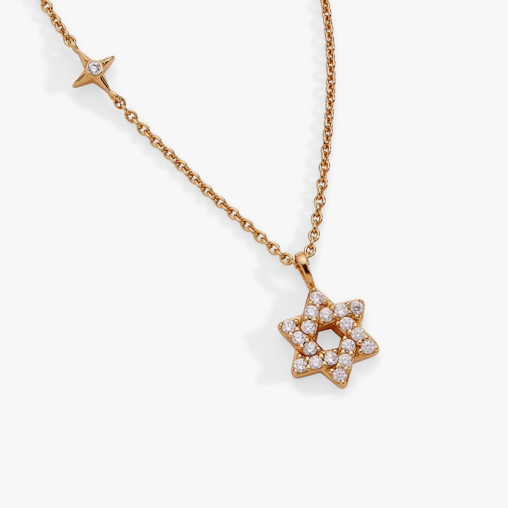Star of David Delicate Pave Crystal Pendant Necklace - Willow & Luna