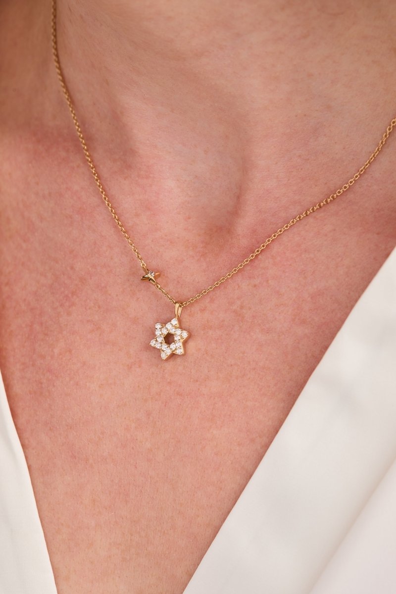 Star of David Delicate Pave Crystal Pendant Necklace - Willow & Luna