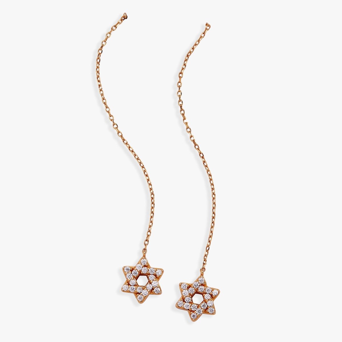 Star of David Delicate Pave Crystal Threader Earrings - Willow & Luna
