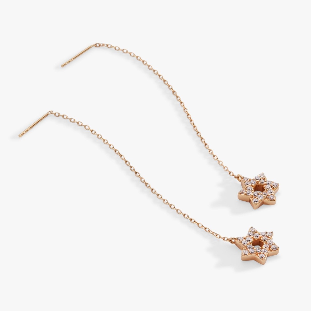 Star of David Delicate Pave Crystal Threader Earrings - Willow & Luna