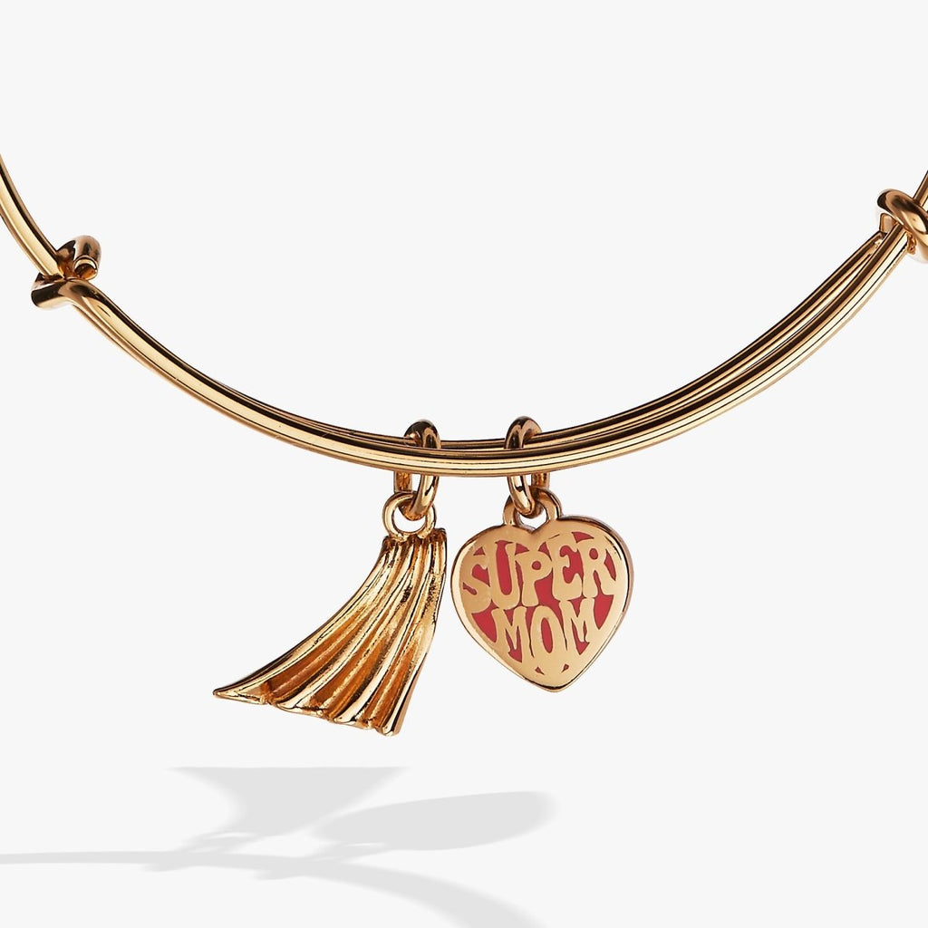 'Super Mom' Heart and Cape Charm Bangle - Willow & Luna