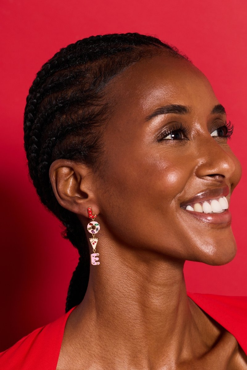 Sweet Shop 'Love' Linear Drop Statement Earrings - Willow & Luna