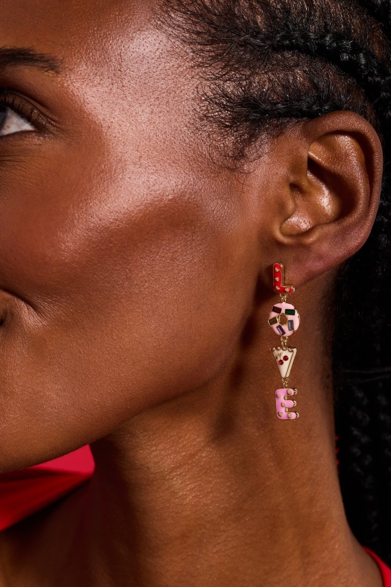 Sweet Shop 'Love' Linear Drop Statement Earrings - Willow & Luna