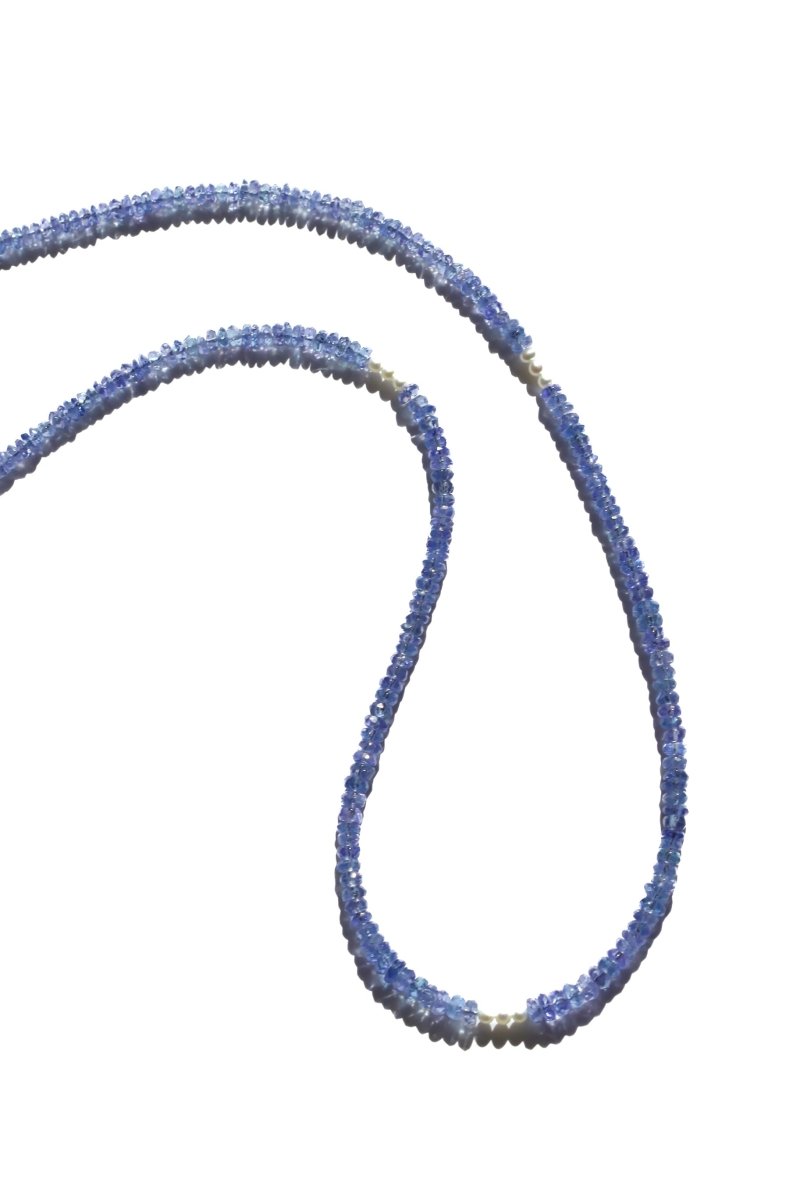 Tanzanite and Pearl Beaded Necklace 333 - Willow & Luna