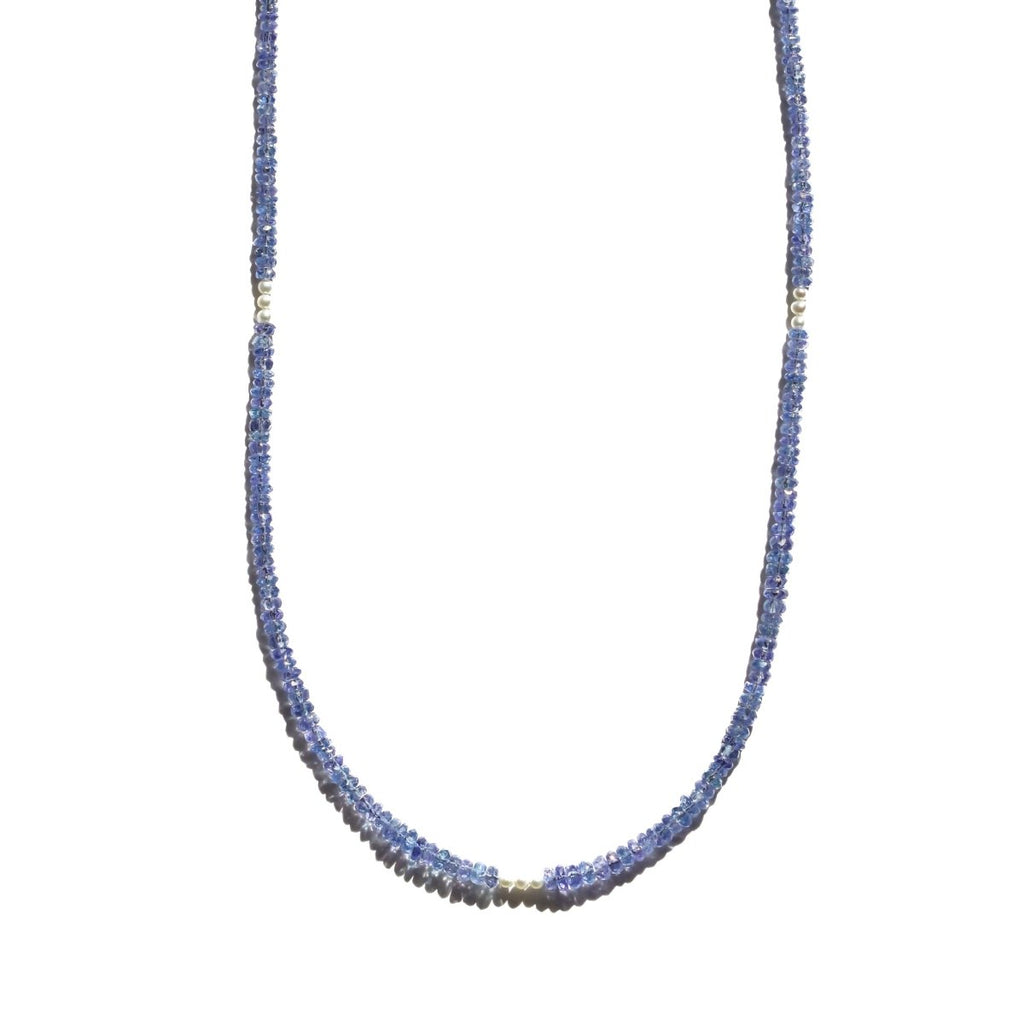 Tanzanite and Pearl Beaded Necklace 333 - Willow & Luna