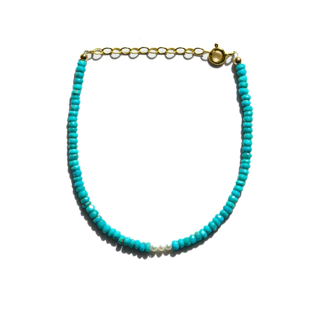 Turquoise and Pearl Beaded Bracelet - Willow & Luna