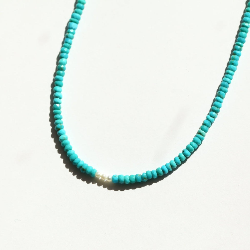 Turquoise and Pearl Beaded Necklace - Willow & Luna