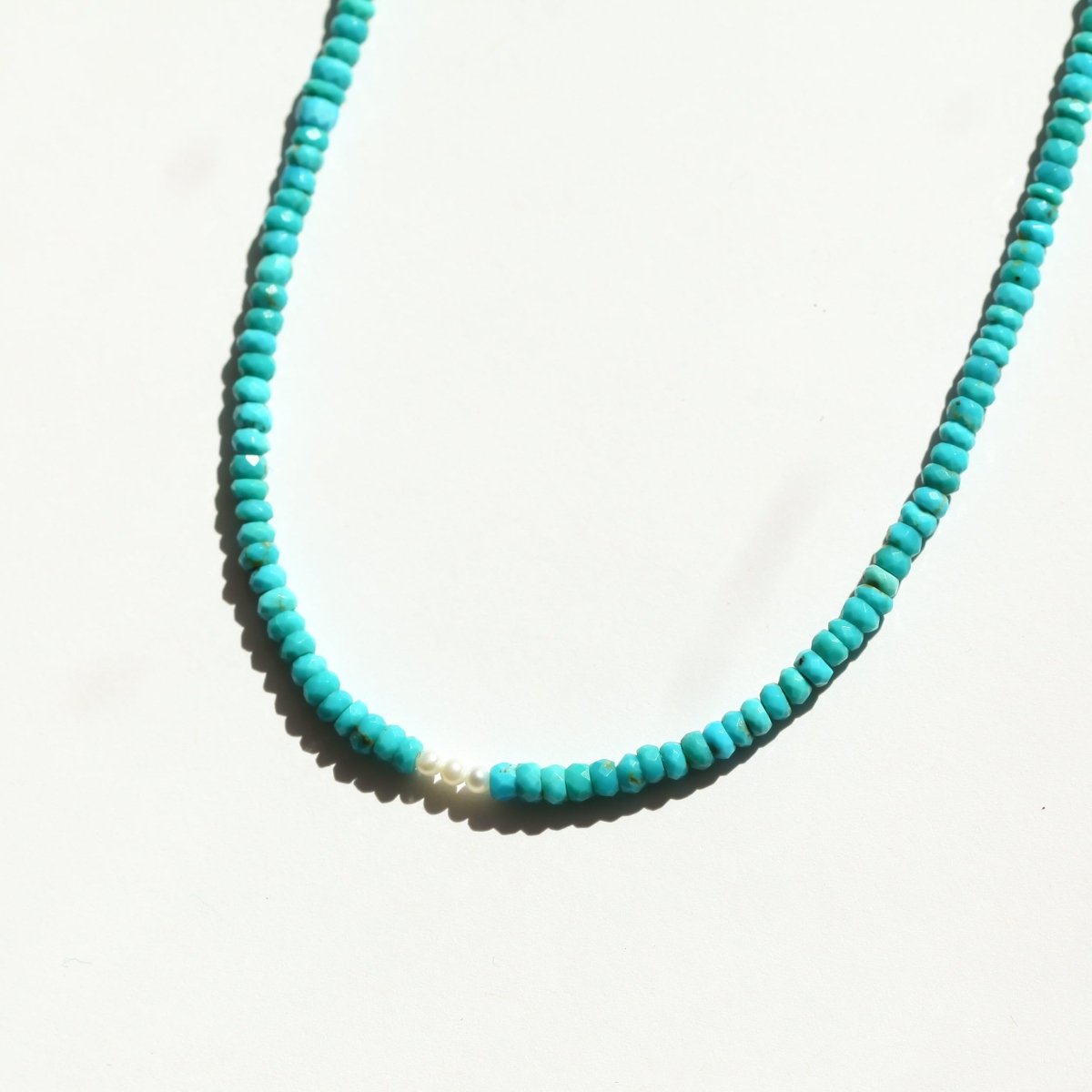 Turquoise and Pearl Beaded Necklace - Willow & Luna