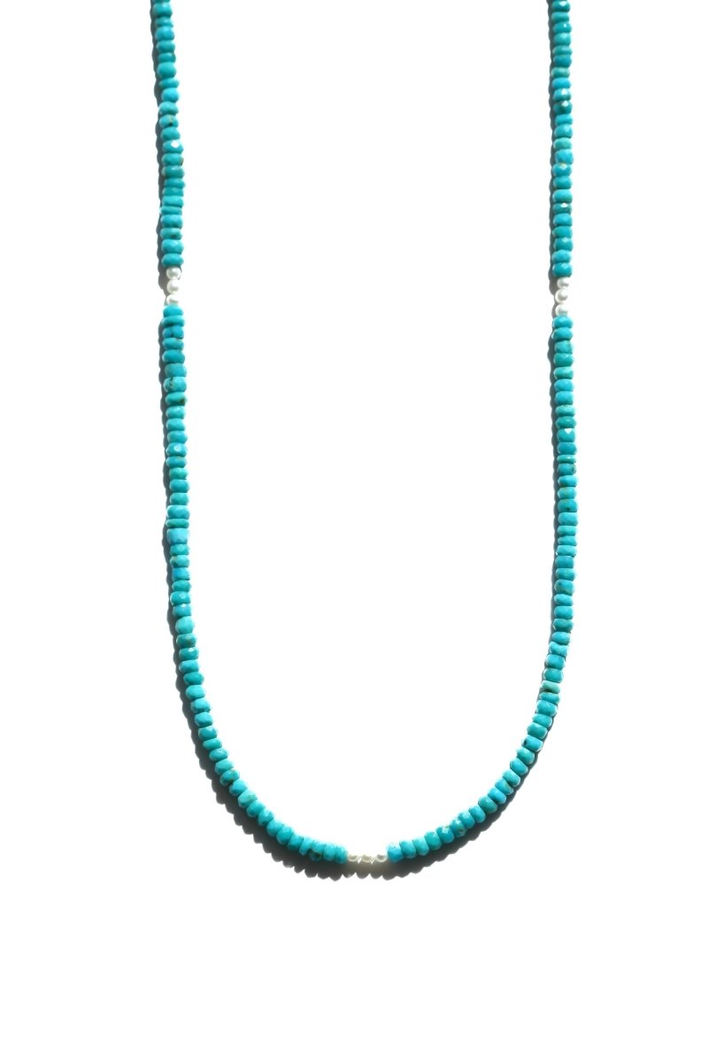 Turquoise and Pearl Beaded Necklace - Willow & Luna