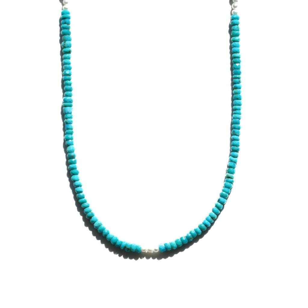 Turquoise and Pearl Beaded Necklace - Willow & Luna