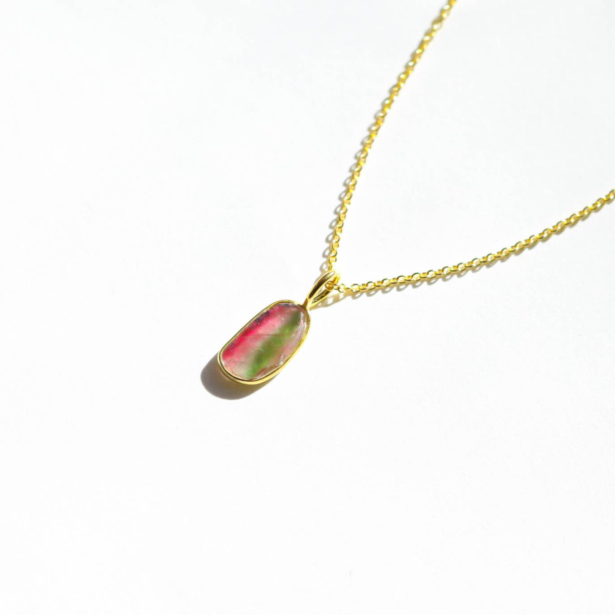 Watermelon Tourmaline Slice Necklace - Willow & Luna