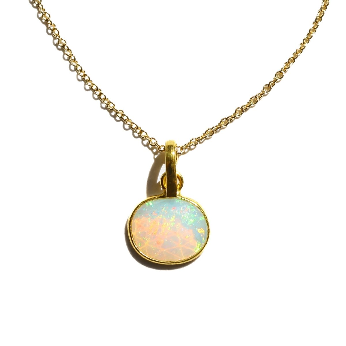 White Fire Opal Rose Cut Necklace - Willow & Luna