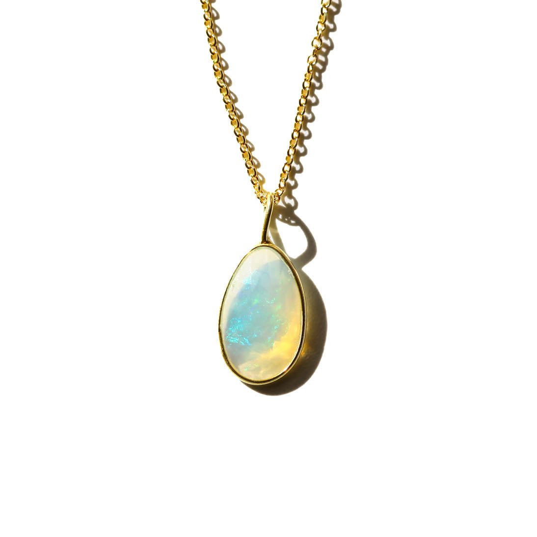 White Fire Opal Rose Cut Necklace - Willow & Luna