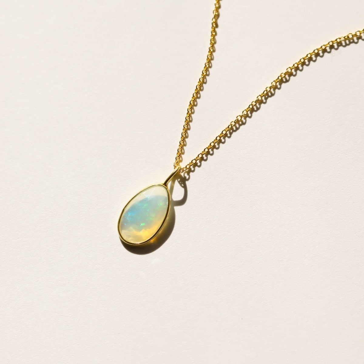 White Fire Opal Rose Cut Necklace - Willow & Luna