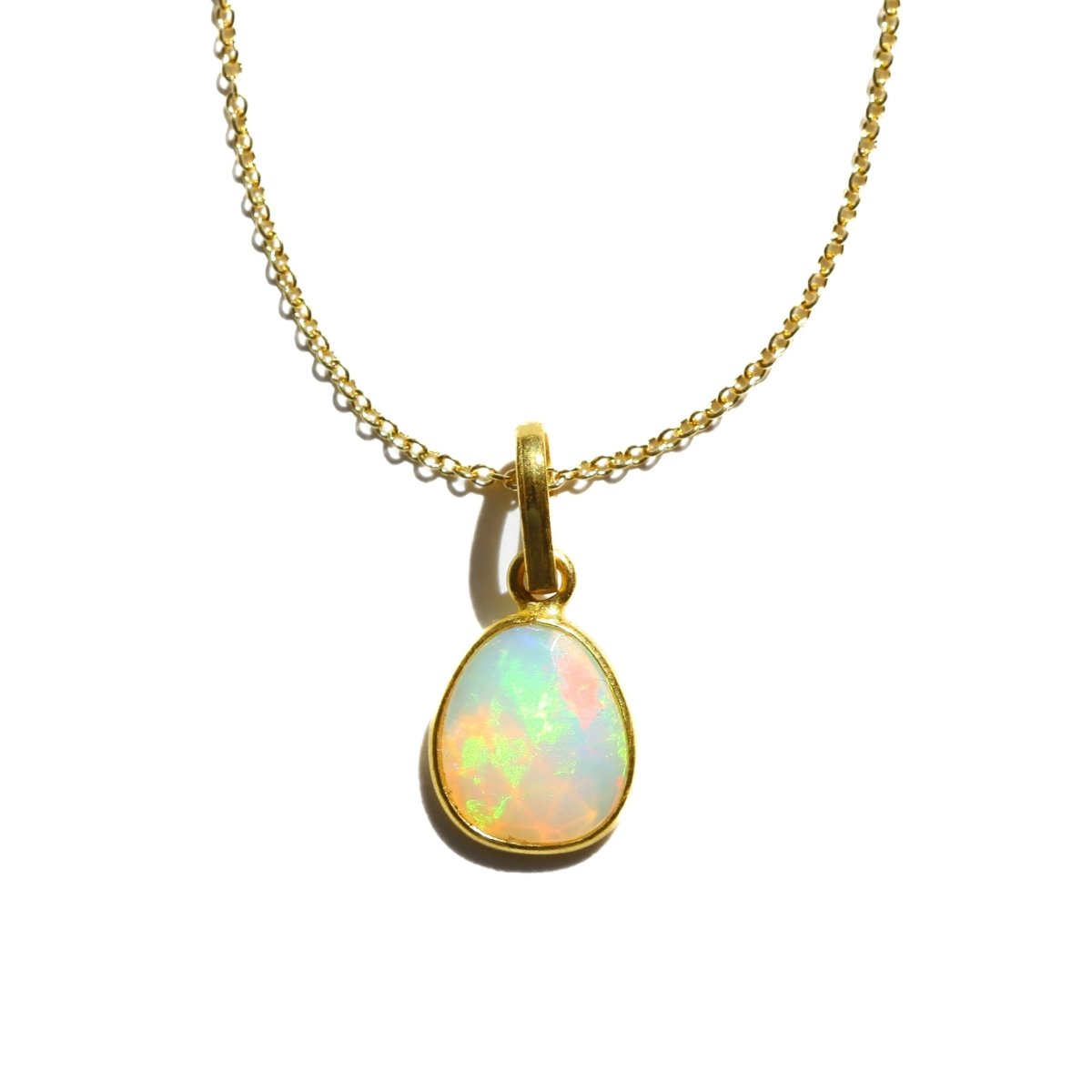 White Fire Opal Rose Cut Necklace - Willow & Luna