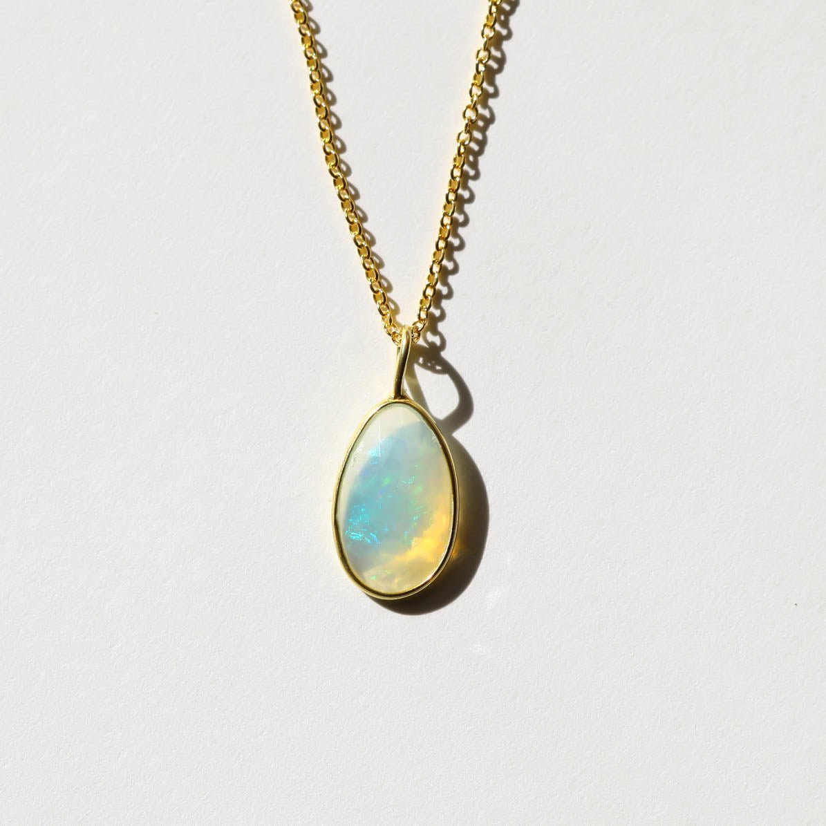 White Fire Opal Rose Cut Necklace - Willow & Luna