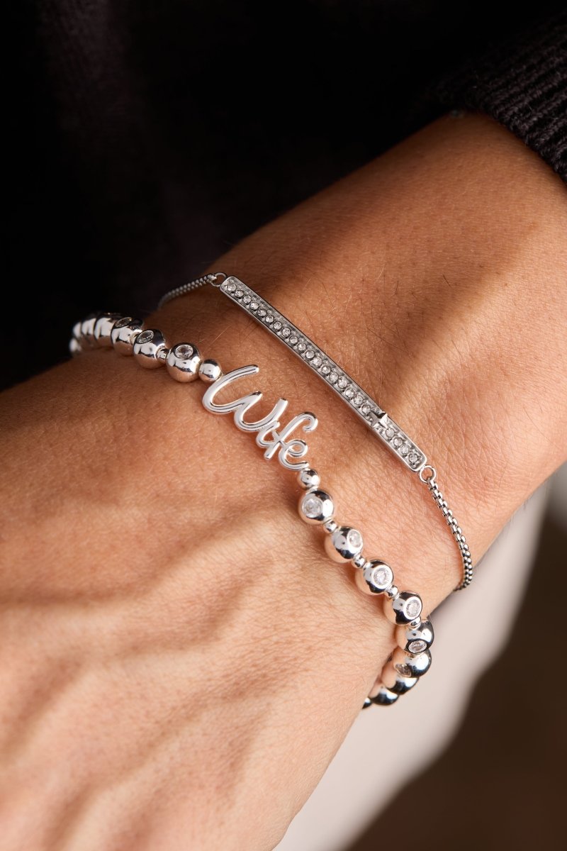 Wife Elongated Crystal Stretch Bracelet - Willow & Luna