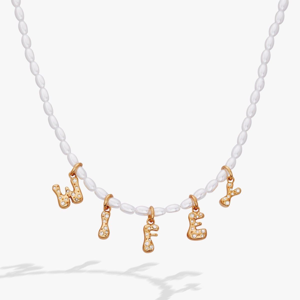 'Wifey' Bubble And Beaded Pearl Necklace - Willow & Luna