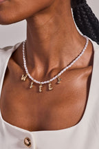 'Wifey' Bubble And Beaded Pearl Necklace - Willow & Luna