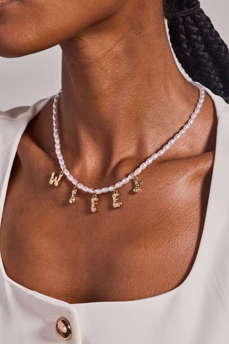 'Wifey' Bubble And Beaded Pearl Necklace - Willow & Luna