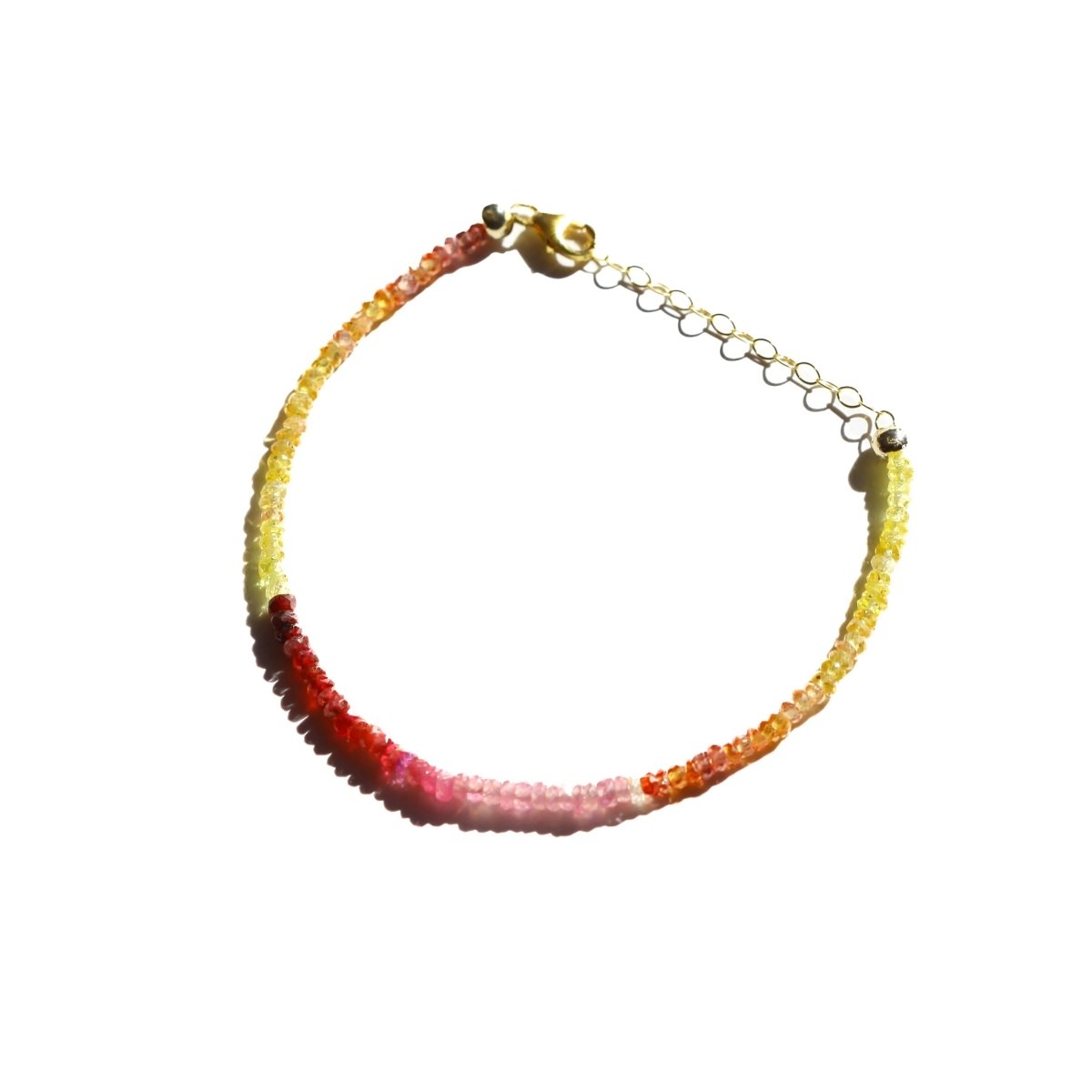 Yellow and Pink Ombre Sapphire Beaded Bracelet - Willow & Luna
