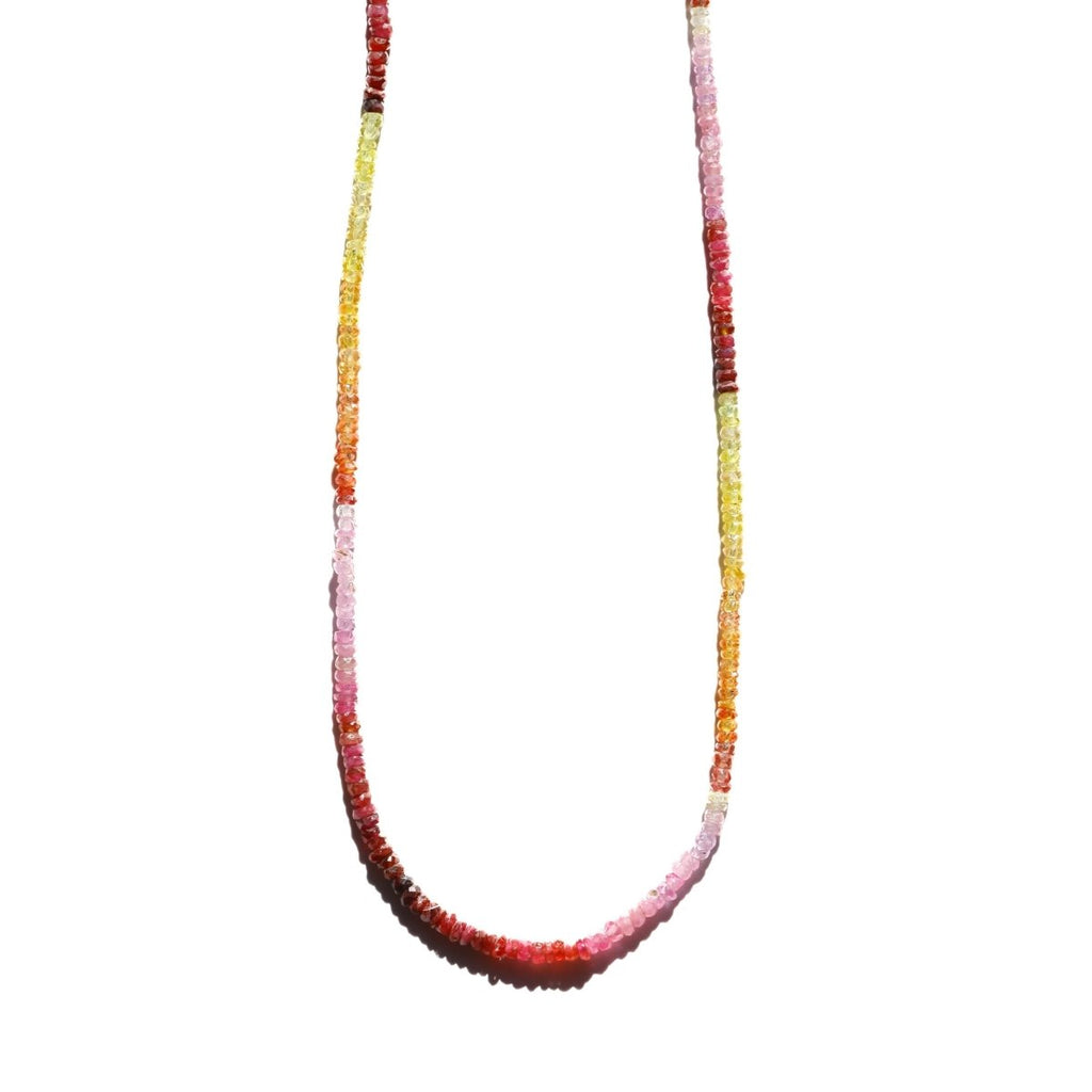 Yellow and Pink Sapphire Gemstone Beaded Necklace - Willow & Luna