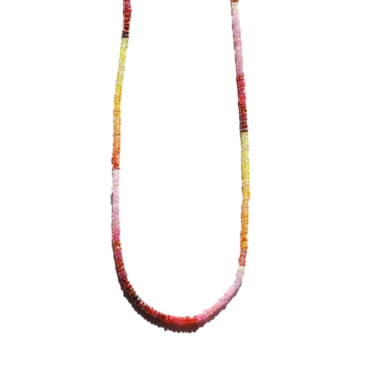 Yellow and Pink Sapphire Gemstone Beaded Necklace - Willow & Luna