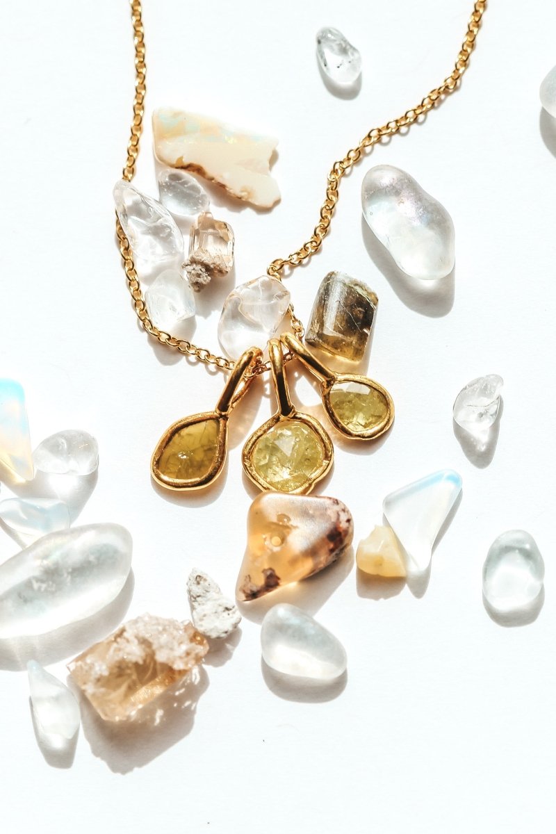 Yellow Rose Cut Diamond Necklace | 14k Gold Filled Chain | Vermeil Setting - Willow & Luna