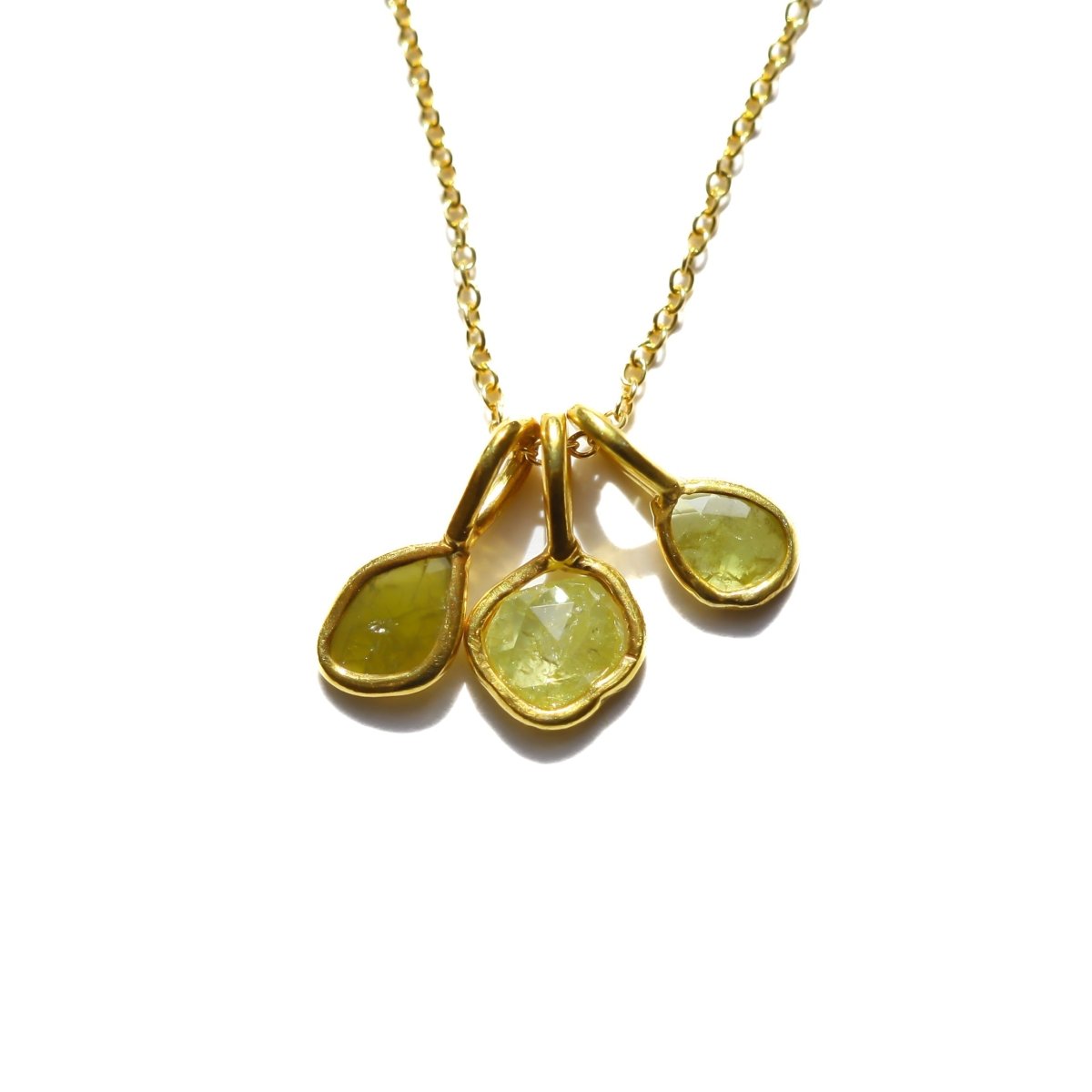 Yellow Rose Cut Diamond Necklace | 14k Gold Filled Chain | Vermeil Setting - Willow & Luna