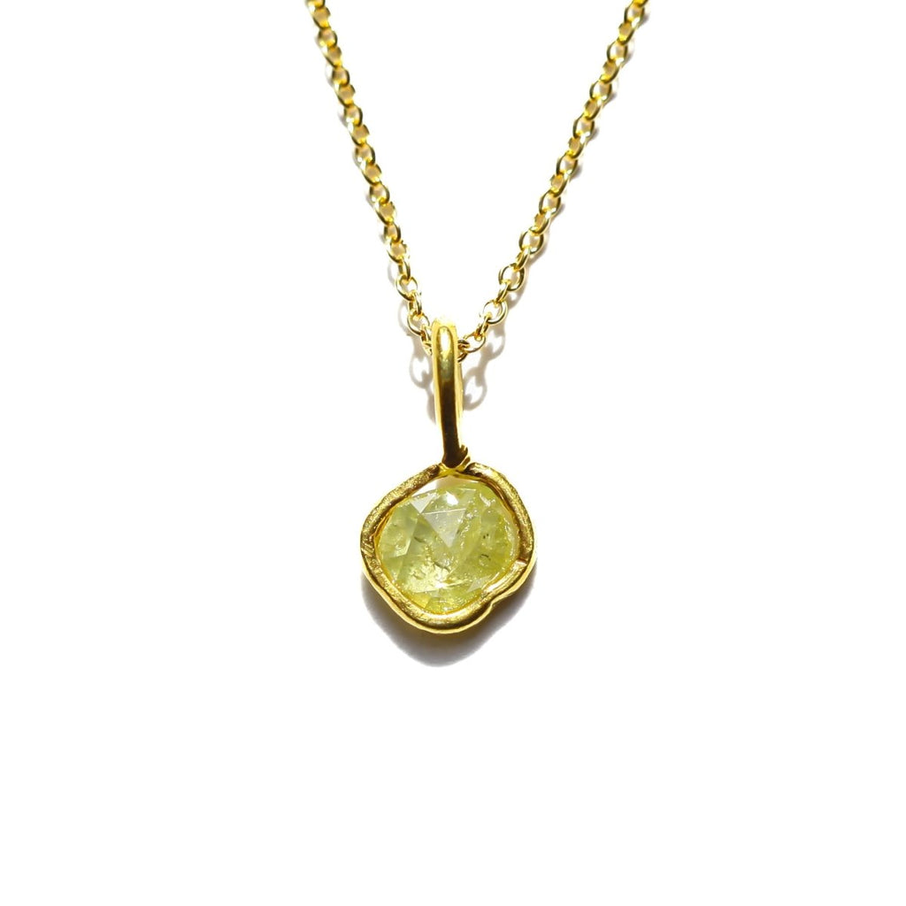 Yellow Rose Cut Diamond Necklace | 14k Gold Filled Chain | Vermeil Setting - Willow & Luna
