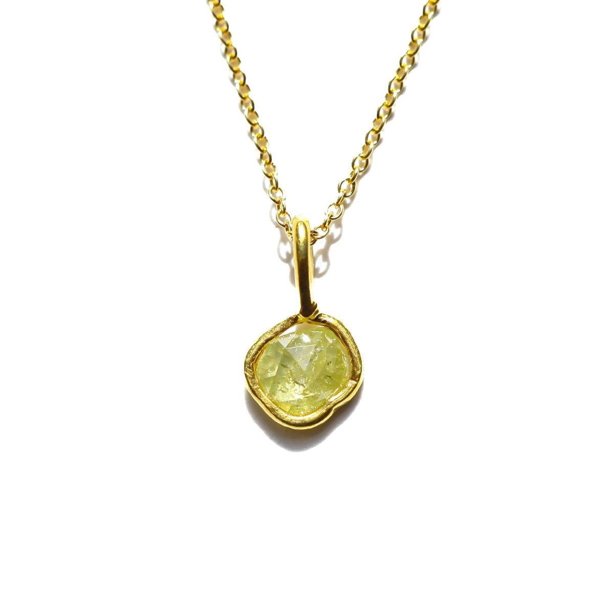 Yellow Rose Cut Diamond Necklace | 14k Gold Filled Chain | Vermeil Setting - Willow & Luna
