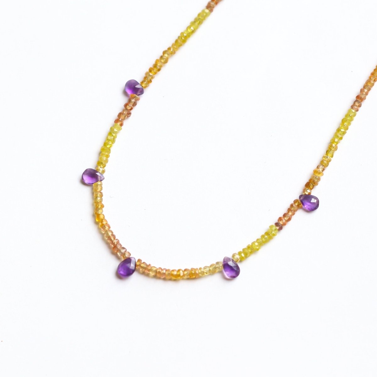 Yellow Sapphire and Amethyst Gemstone Necklace - Felicity - Willow & Luna