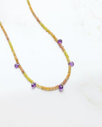 Yellow Sapphire and Amethyst Gemstone Necklace - Felicity - Willow & Luna