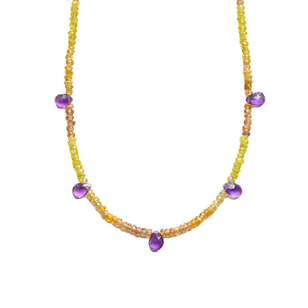 Yellow Sapphire and Amethyst Gemstone Necklace - Felicity - Willow & Luna