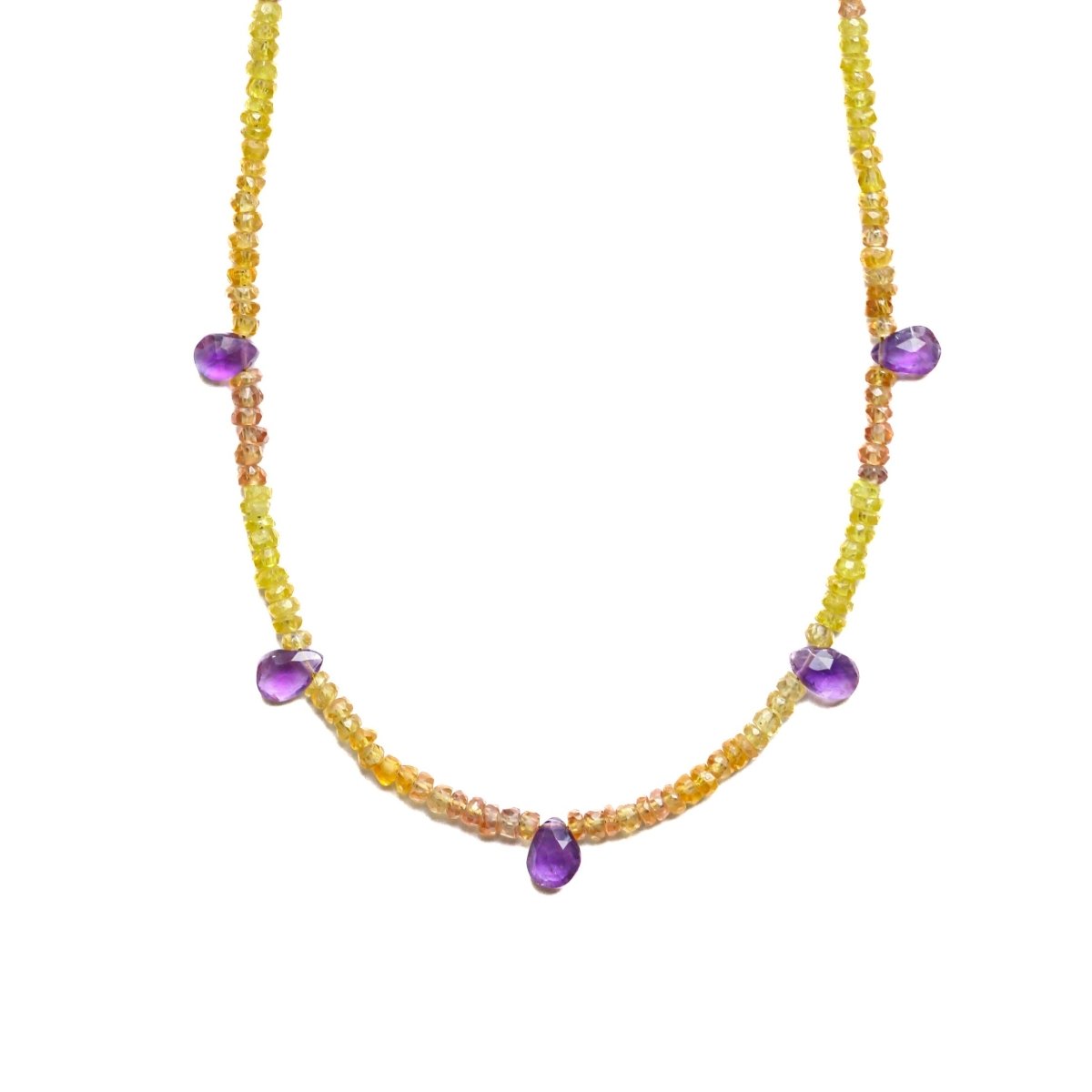 Yellow Sapphire and Amethyst Gemstone Necklace - Felicity - Willow & Luna