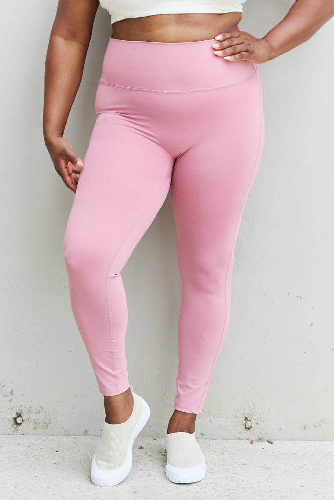 Zenana Fit For You Full Size High Waist Active Leggings in Light Rose - Willow & Luna