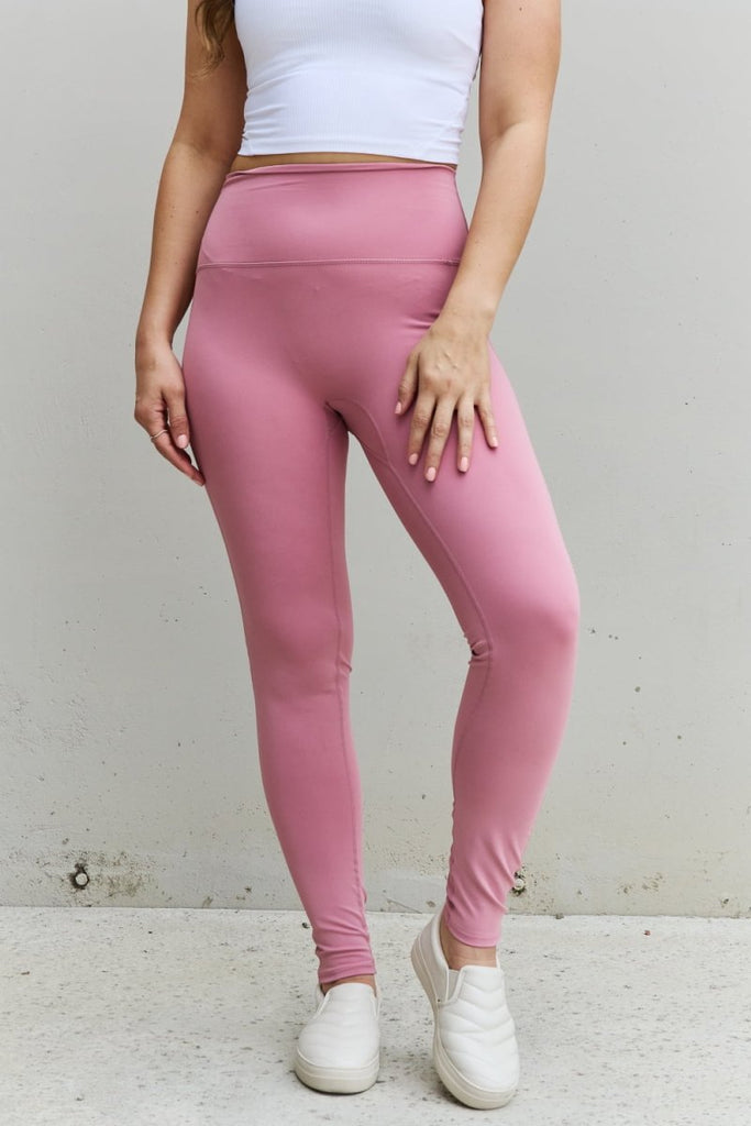 Zenana Fit For You Full Size High Waist Active Leggings in Light Rose - Willow & Luna