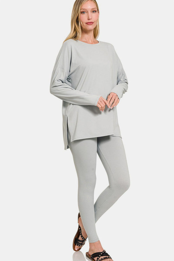 Zenana Full Size Brushed Microfiber Top and Leggings Lounge Set - Willow & Luna