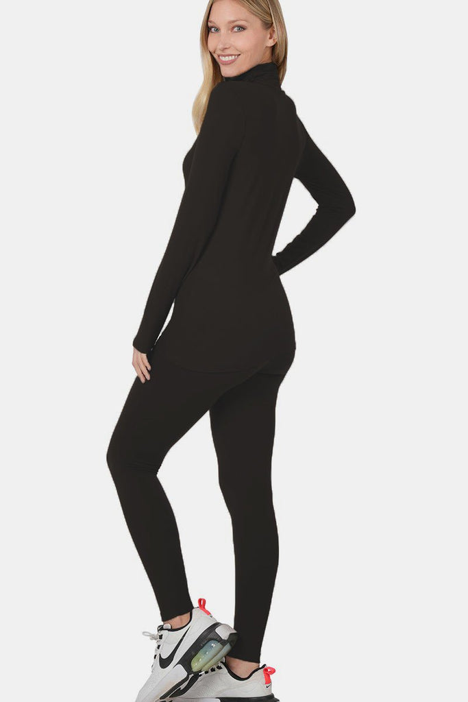 Zenana Full Size Turtleneck Top and Leggings Lounge Set - Willow & Luna