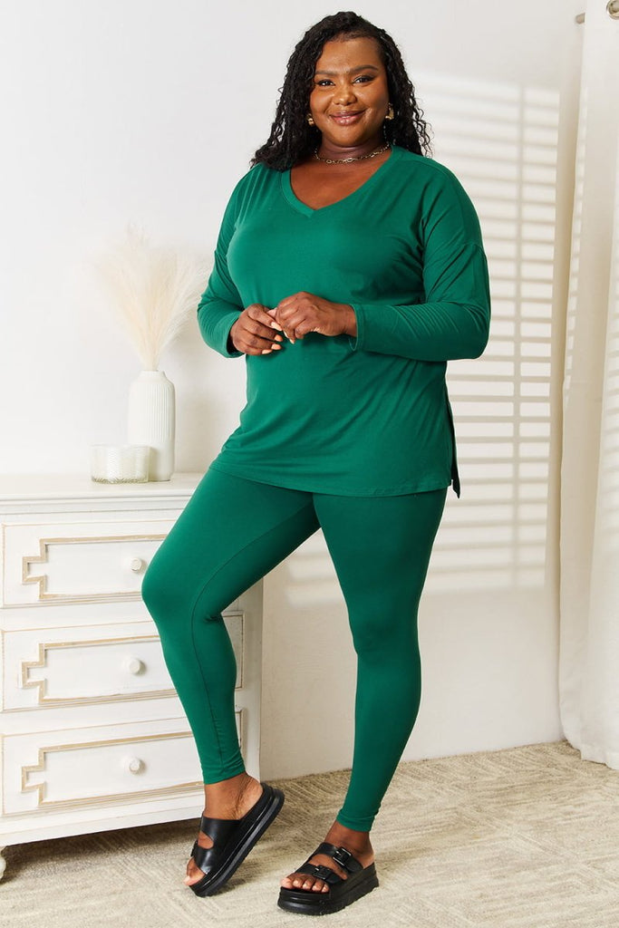 Zenana Lazy Days Full Size Long Sleeve Top and Leggings Set - Willow & Luna